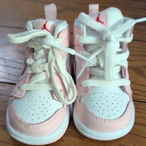 Nike Kids Pink and White High-Top Sneakers